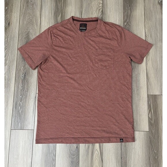 prAna Front Pocket Short Sleeve Organic Cotten Tee Crew Neck Mens Size Large - Picture 1 of 10